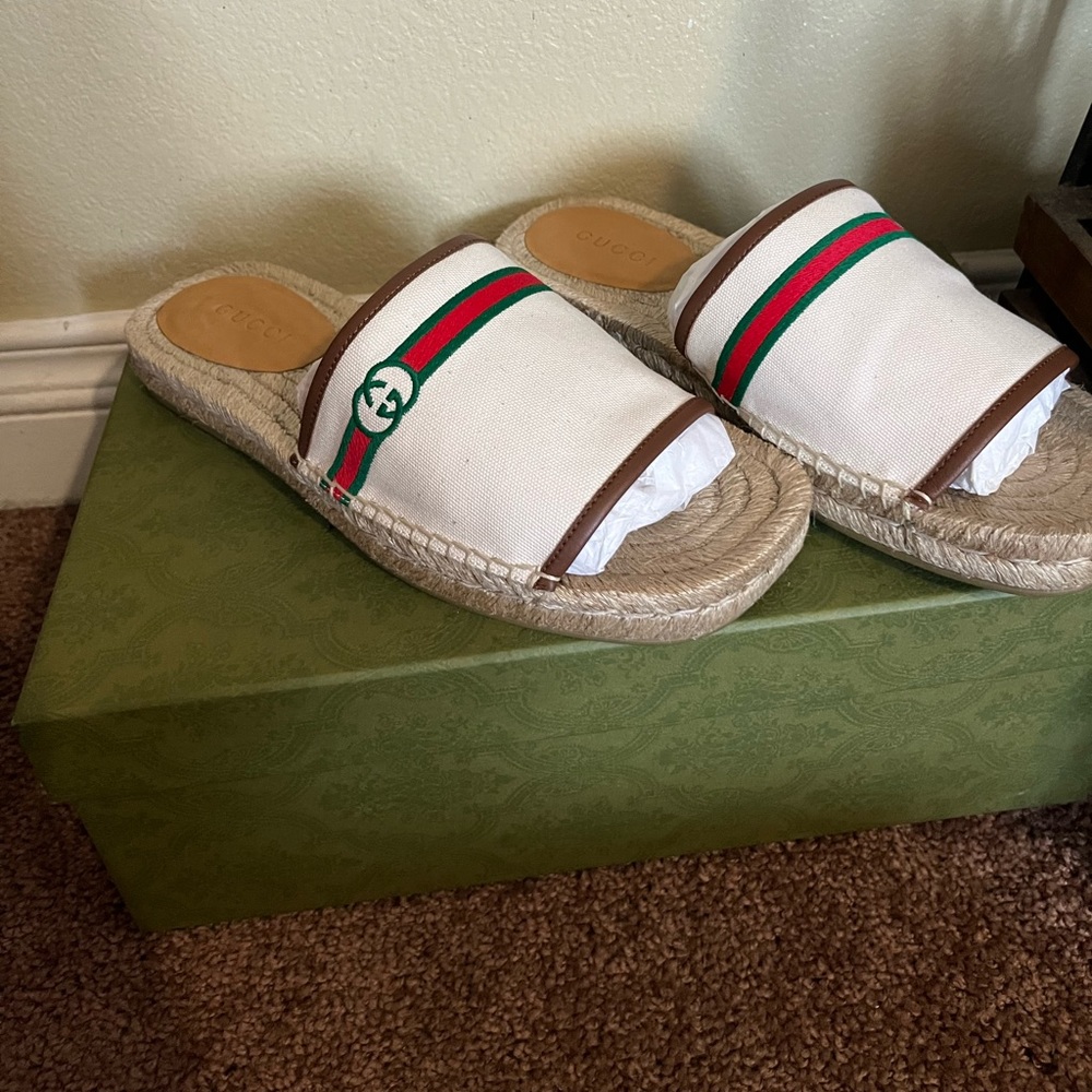 Gucci slide logo canvas espadrilles size 8 in men